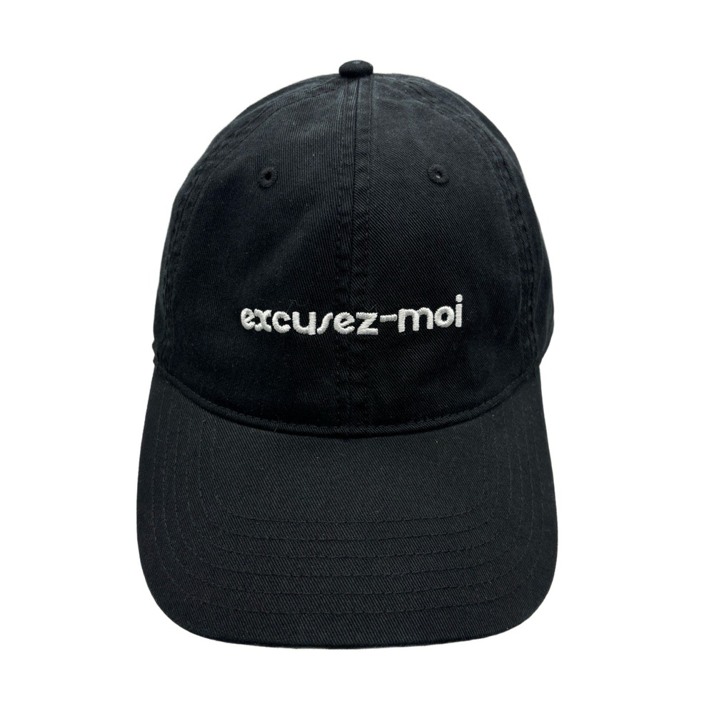 Aerie “Excusez-Moi” Black Embroidered Baseball Cap One Size Adjustable - Picture 2 of 11